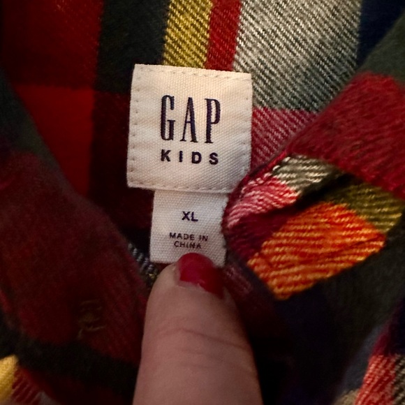 NWOT Boys Gap Plaid Flannel Button Down Shirt Size XL - Picture 2 of 5